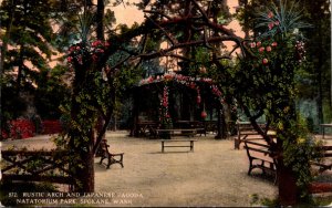 Washington Spokane Natatorium Park Rustic Arch and Japanese Pagoda 1913