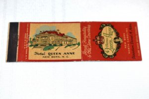 Hotel Queen Anne New Bern South Carolina 20 Strike Matchbook Cover