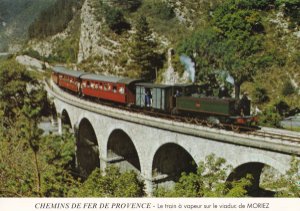 Moriez Steam Train on Moriez Bridge French Railway Postcard