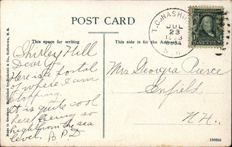 Goffstown New Hampshire NH Shirley Hill House c1910 Vintage Postcard