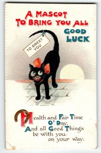 Black Cat Postcard A Mascot To Bring You Good Luck 1914 BB London 136 Germany