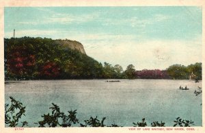 Vintage Postcard View of Lake Whitney Boating Mountain New Haven Connecticut CT