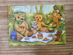 Teddies Picnic, Helen Babington, Medici Society, Unused, Vintage Postcard