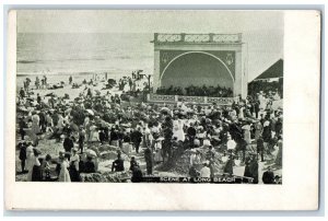 c1905 Scene Bathing Watching Crowd Orchestra Long Beach California CA Postcard 