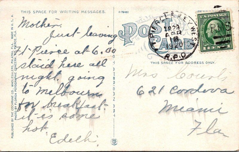 Catholic Church and Rectory, Ft. Pierce FL c1920 Vintage Postcard V43