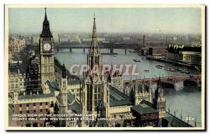 Old London Postcard Unique View of The Houses of Parliament and Westminster B...