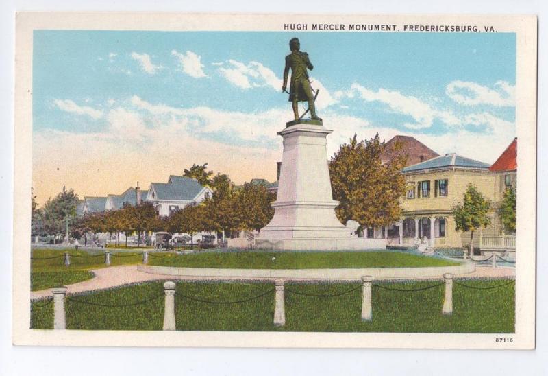Fredericksburg VA Hugh Mercers Monument Virginia Postcard