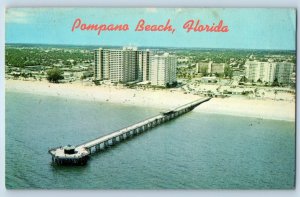1960 Pompano Beach Florida Vintage Postcard Fishing Pier Building Exterior View