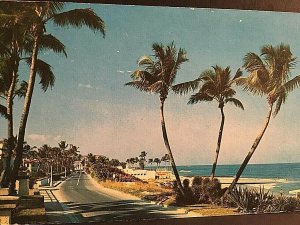 Postcard View of Beach from Ocean Boulevard in Palm Beach, FL. T6