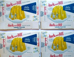 Jack And Jill Gelatin Dessert Boxes Original Vintage Retro Lemon Lot Of 4