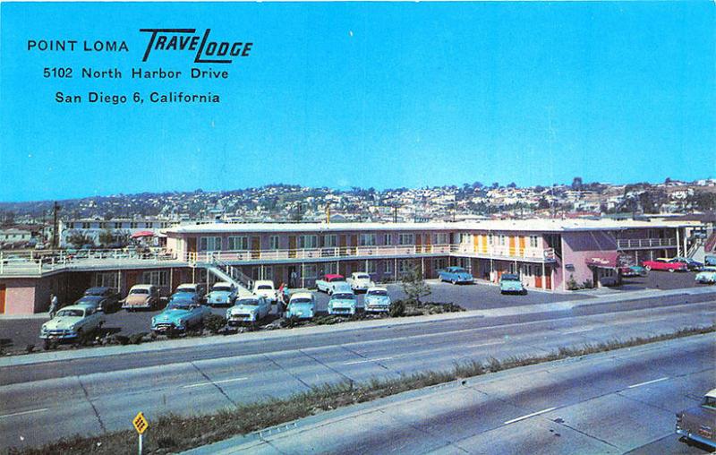 San Diego CA Motel Old Cars Postcard