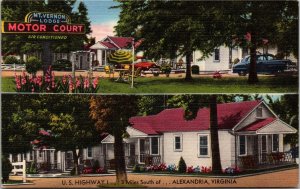Postcard VA Alexandria Mt. Vernon Lodge Motor Court Route 1 Roadside 1940s S95