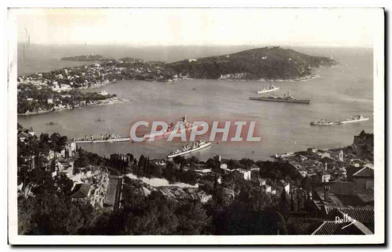 Old Postcard Villefranche Sur Mer L & # 39escadre in Villefranche bay and Cap...