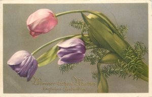 Tulips flowers Mother`s Day greetings postcard