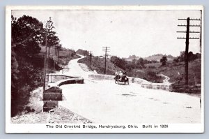 K1/ Hendrysburg Ohio Postcard c30s National Road S Bridge Automobile 134