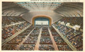 Vintage Postcard 1920's Interior of The Cleveland Public Hall Cleveland Ohio OH