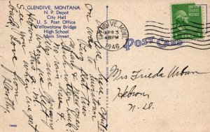MT, Glendive, Montana Linen Large Letter Postcard 