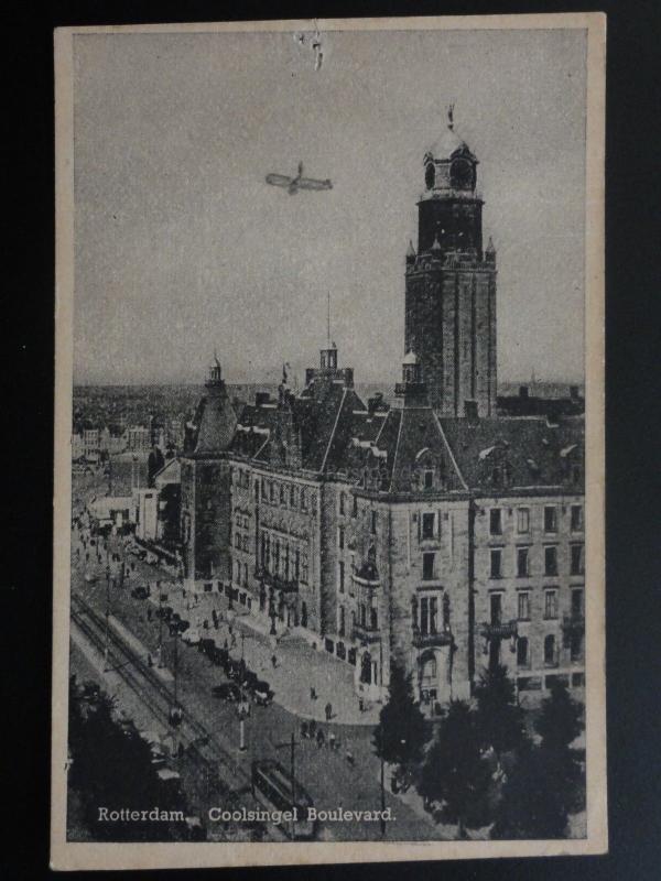 Netherlands: Rotterdam Goolsingel Boulevard with pencil drawn plane Old Postcard