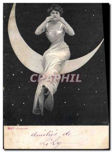 Old Postcard Fantaisie Moon