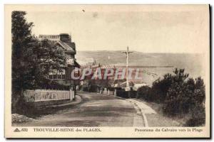 Old Postcard Trouville Reine Des Plages Panorama from the castle to the beach