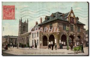 Postcard Old Town Hall and St John's Church Peterborough