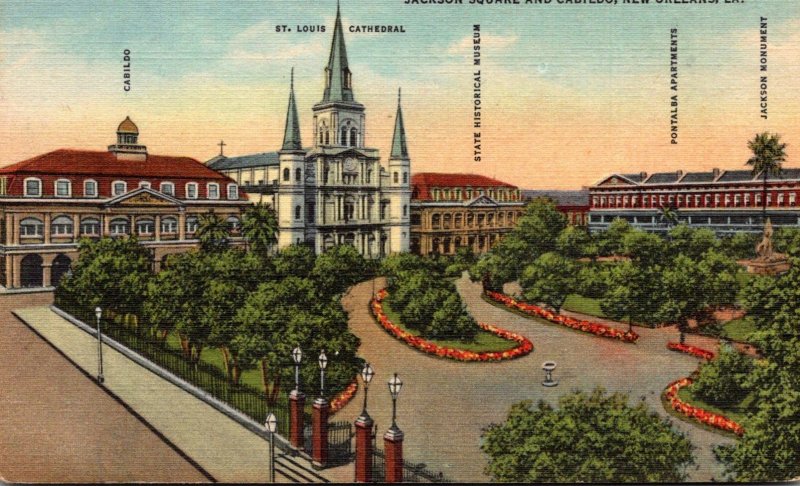 Louisiana New Orleans Jackson Square and Cabildo Curteich