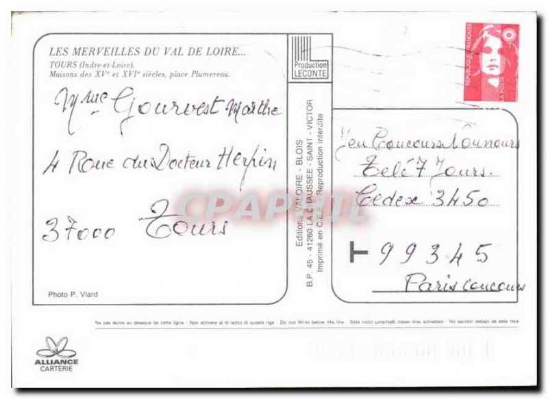 Postcard Old Tours Loire Valley Pizzeria