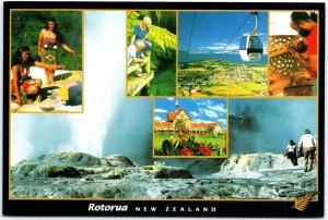 VINTAGE POSTCARD CONTINENTAL SIZE SCENES FROM THE CITY OF ROTORUA NEW ZEALAND B