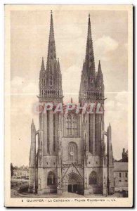 Old Postcard Quimper The Cathedral Facade West