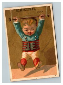 Vintage 1880's Victorian Trade Card Kazine Washing Powder - Boy on Trapeze