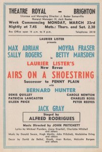 Airs On A Shoestring Moyra Fraser Brighton Theatre Flyer