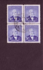 Canada, Used Block of Four, Bowell, 5 Cent, Scott #350, Nice Cancel