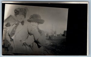 c1910's Women Fur Coat And Hat RPPC Photo Unposted Antique Postcard