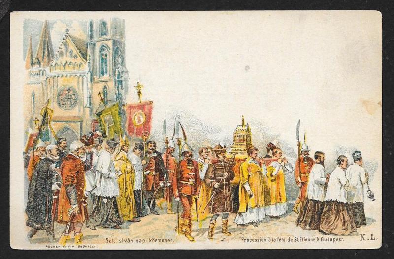 HUNGARY St Stephen Festival Procession in Budapest Unused c1896