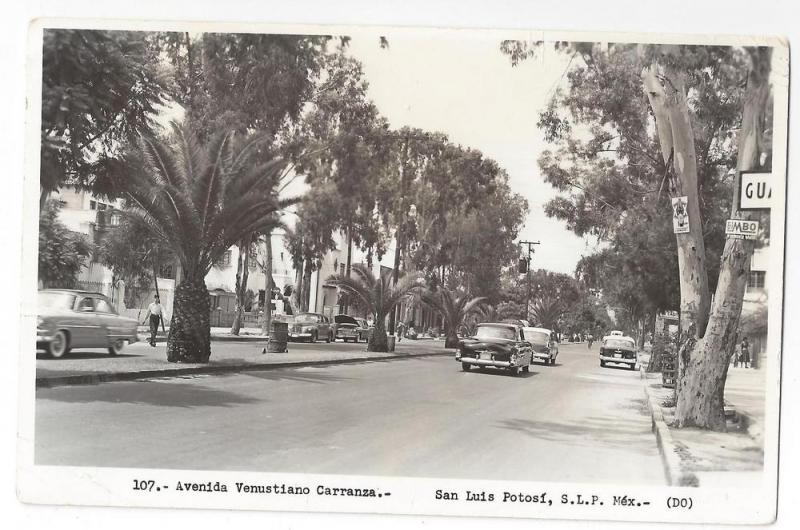 RPPC Mexico San Luis Potosi Avenida Venustiano Carranza 1960