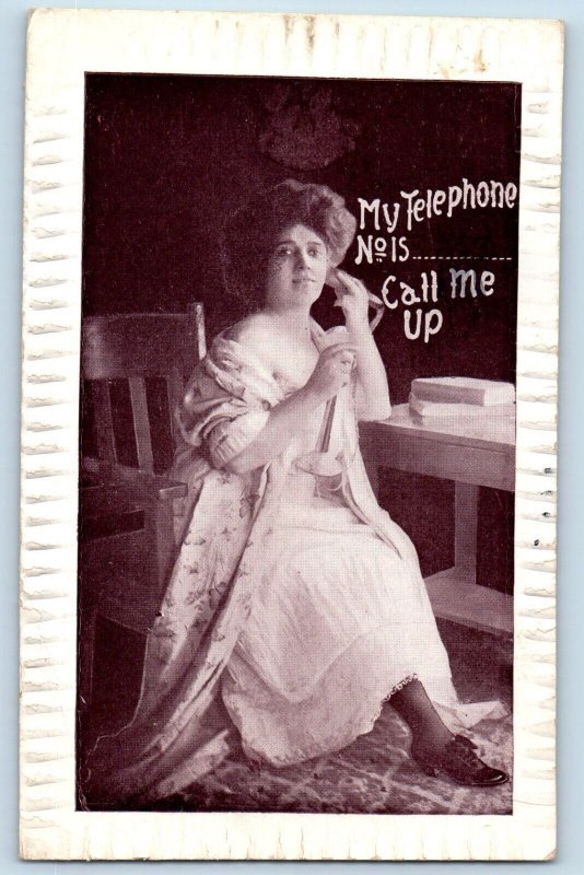 Chicago Illinois IL Postcard Pretty Woman My Telephone No. Is Call Me Up c1910's