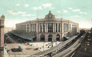 1907 Bird's Eye View Of South Terminal Station Boston Mass. MA Vintage Postcard