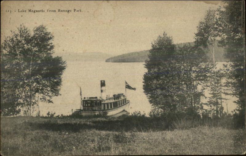 Steamer Boat Ship Lake Megantia or Megantic From Ramage Park c1910 Postcard