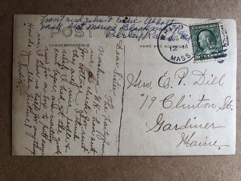 Vintage 1909 RPPC MA, early auto, posted