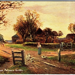 c1900s Hazelwood Lane, Palmers Green, North London, England Art Postcard A81