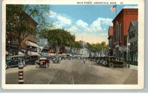 Greenfield MA Main Street c1910 Postcard