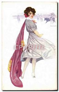 Old Postcard Fantasy Illustrator Woman Chantecler Bull Bullfight
