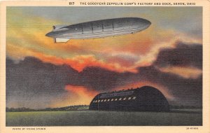 J67/ Akron Ohio Postcard Linen Goodyear Zeppelin Factory Dock  21
