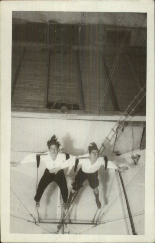 Circus Acrobats - Etrechy Written on Back France? Real Photo Postcard