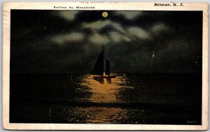 1925 Sailing By Moonlight Belmar New Jersey Ocean Night Scenery Posted Postcard