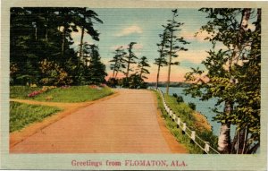 Postcard AL Greetings from Flomaton Escambia County LINEN 19444 H1