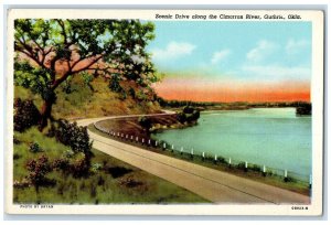 1950 Scenic Drive Along Cimarron River Lake Gutherie Oklahoma Vintage Postcard