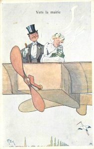Postcard zc-1910 Early Aviation romance Artist humor C-1910 23-7040