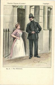 PC UNITED KINGDOM, FIGURES OF LONDON, THE POLICEMAN, Vintage Postcard (b31050)