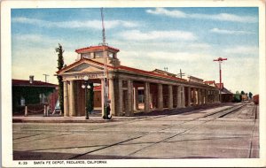 Postcard Santa Fe Railroad Train Depot in Redlands, California